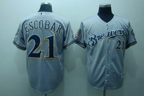 Milwaukee Brewers #21 Escobar grey[40th patch] Jerseys,We sell and wholesale Milwaukee Brewers #21 Escobar grey[40th patch] Jerseys on line form chian!